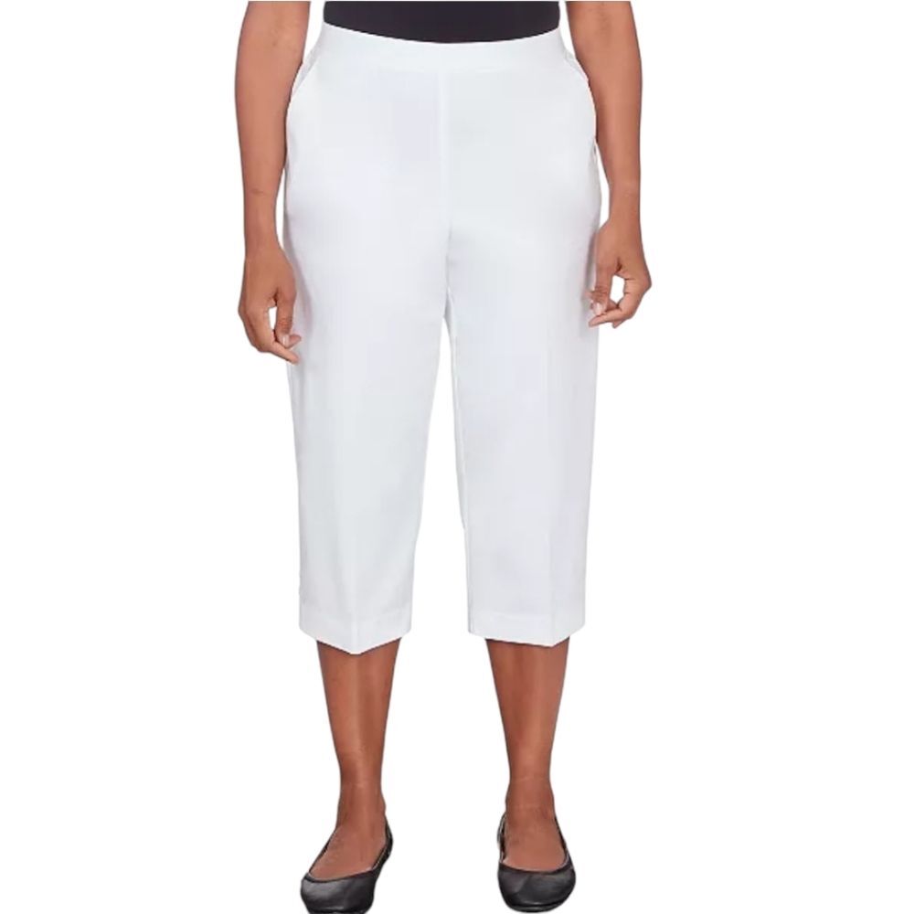 Alfred Dunner Nwot Classic Pull On Button Hem Twill Capri Pants 22W